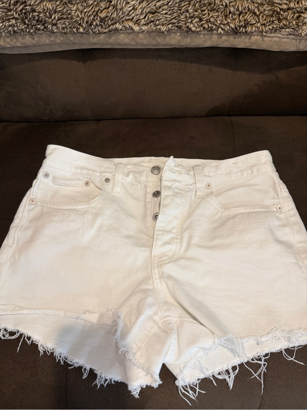 Madewell White High-Rise Cutoff Denim Shorts